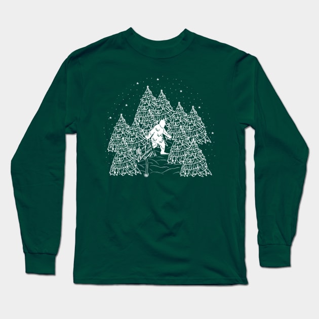 A Bigfoot Christmas Long Sleeve T-Shirt by Desdymona